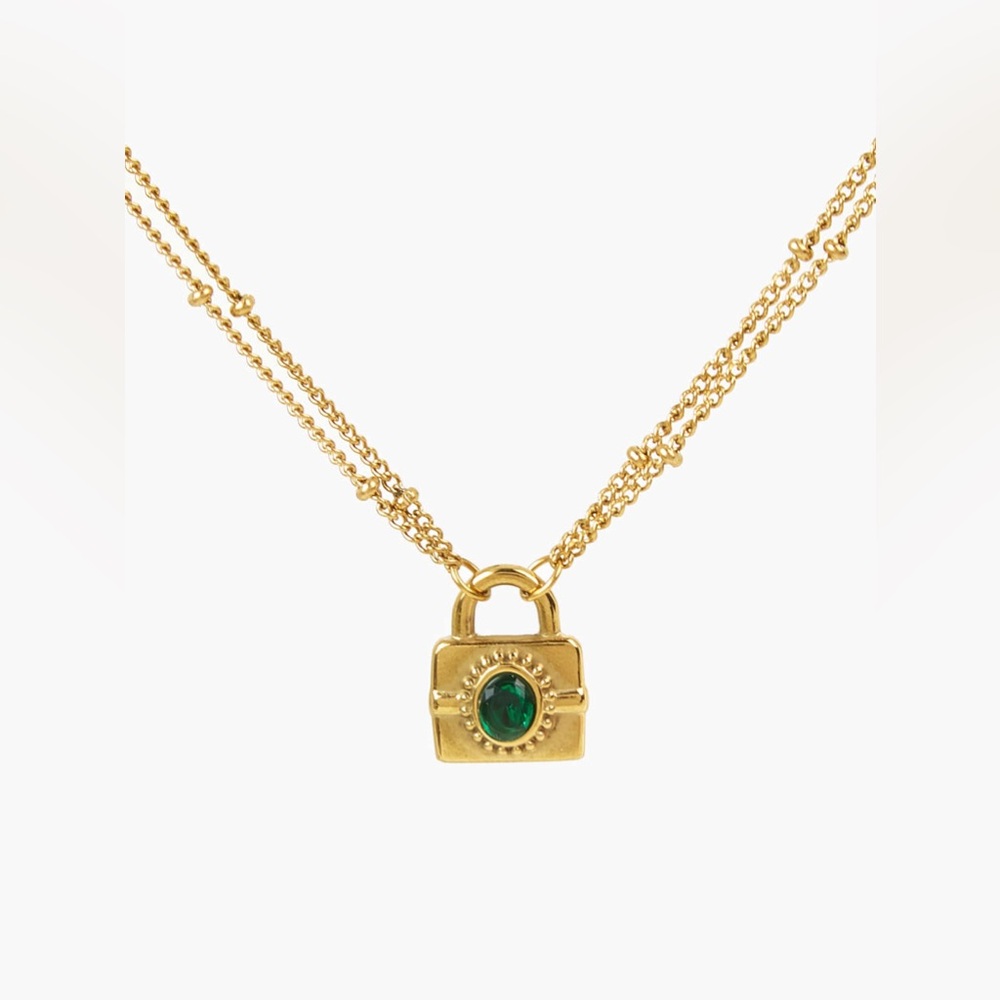 18K Gold Plated Padlock Necklace*Vintage Necklace*Bubble Chain Necklace - Picture 9 of 10